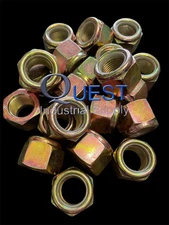 3/8-16 Grade 8 Nylon Insert Lock Nuts Nyloc Yellow Zinc Plated - 50pcs/pk