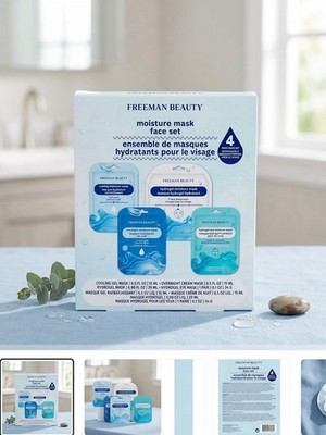Freeman Beauty Hyaluronic Acid Hydrating Face & Eye Mask Set 4-Piece