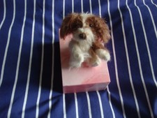 Miniature mohair, jointed, hand made spaniel dog, new.