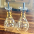 Vintage Pyrex Oil & Vinegar Cruet Set W/Gold Tone Detailing