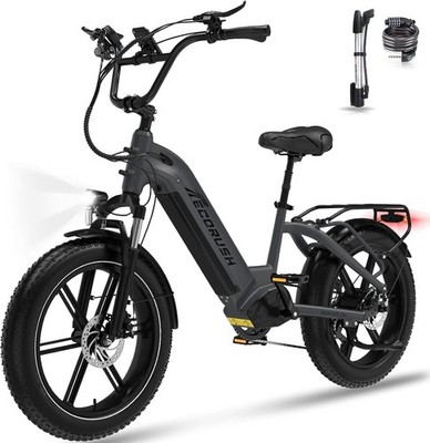 ECORUSH E Bike Elektrofahrräder Herren Damen 20Zoll 250W Motor 7-Gang 48V/15,6Ah