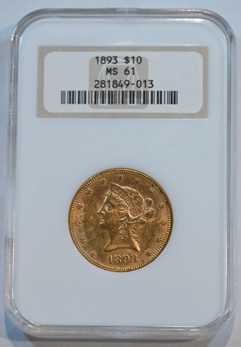 Uncirculated 1893 Year Eagle $10 US Gold Coins (Pre - 1933) for