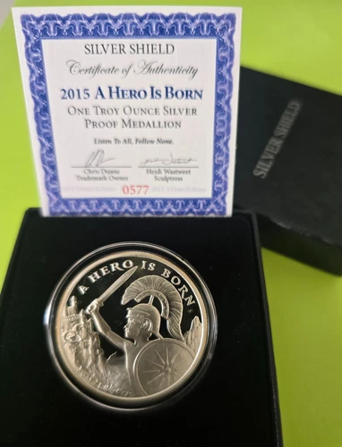 2015 Silver 1 oz A HERO IS BORN PROOF - Argyraspides in Training - Silver Shield