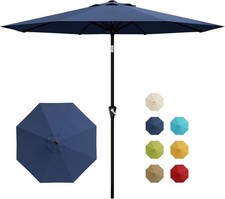 9FT Patio Umbrella Outdoor Table Umbrella with Smooth Crank Lift  8 Sturdy Ribs