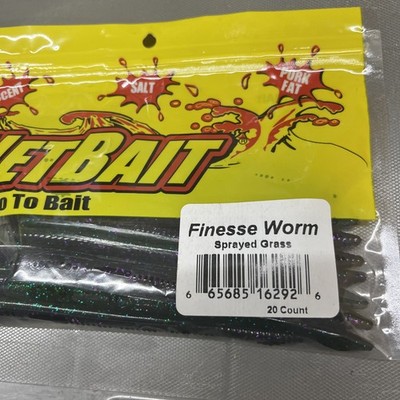 Netbait Finesse Worm SPRAYED GRASS color 20 Pk 4.75''/DROP SHOT/LARGE MOUTH BASS