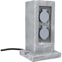 Garten Steckdose Unitec 2-Fach Mit Zeitschaltuhr IP44 Kunstharz Steinoptik 1,5M