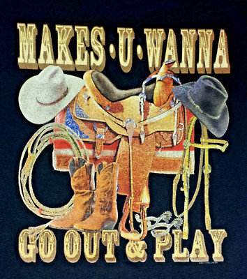 T-Shirt MAKE U WANNA INDIANER Cowboy Pferd Rodeo Bull USA Quarter HORSE 558