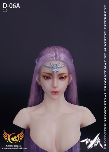 1/6 Head Sculpt Princess Beauty Girl Purple Hair For 12'' Female Action Figure - Picture 1 of 7