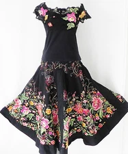 Julie G 2pc Off Shoulder Top/Swing Skirt Cotton Embellishment Size S