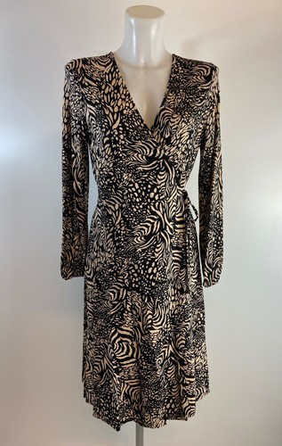 Animal Print Stretch Jersey Wrap Dress 