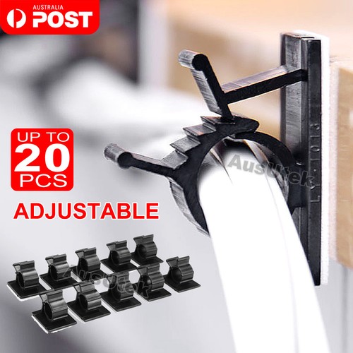 Cable Clips Adhesive Cord Black Management Wire Holder Organizer Clamp - Picture 2 of 9