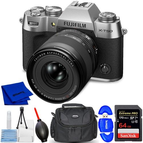 FUJIFILM X-T50 sin Espejo Cámara Con XF 16-50mm F/2.8-4.8 Lente Plata - 7PC Kit