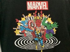 Marvel Comics Super Heroes Avengers 2 Sided Adult Crewneck black Sweatshirt sz L