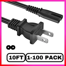 Long 10FT TV Power Cord for Samsung TCL Hisense Universal AC Cable 2 Prong LOT