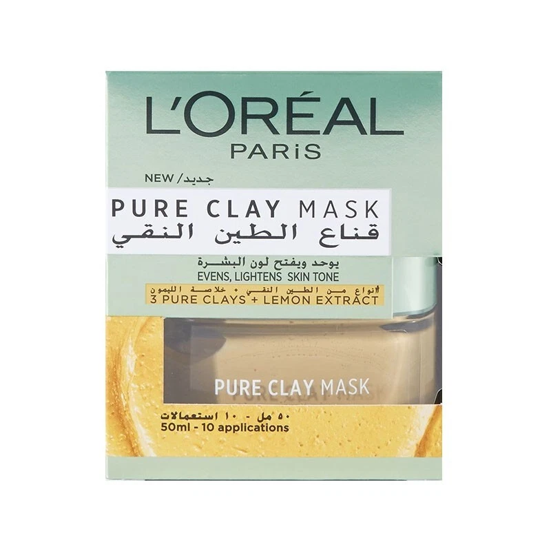 L'oreal Paris Pure Clay Mask 50ml 3 Pure Clays + Lemon extract - Sealed - Image 2 of 3