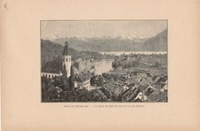 Ansicht von Thun am Thunersee Thoune DRUCK von 1895 Schweiz
