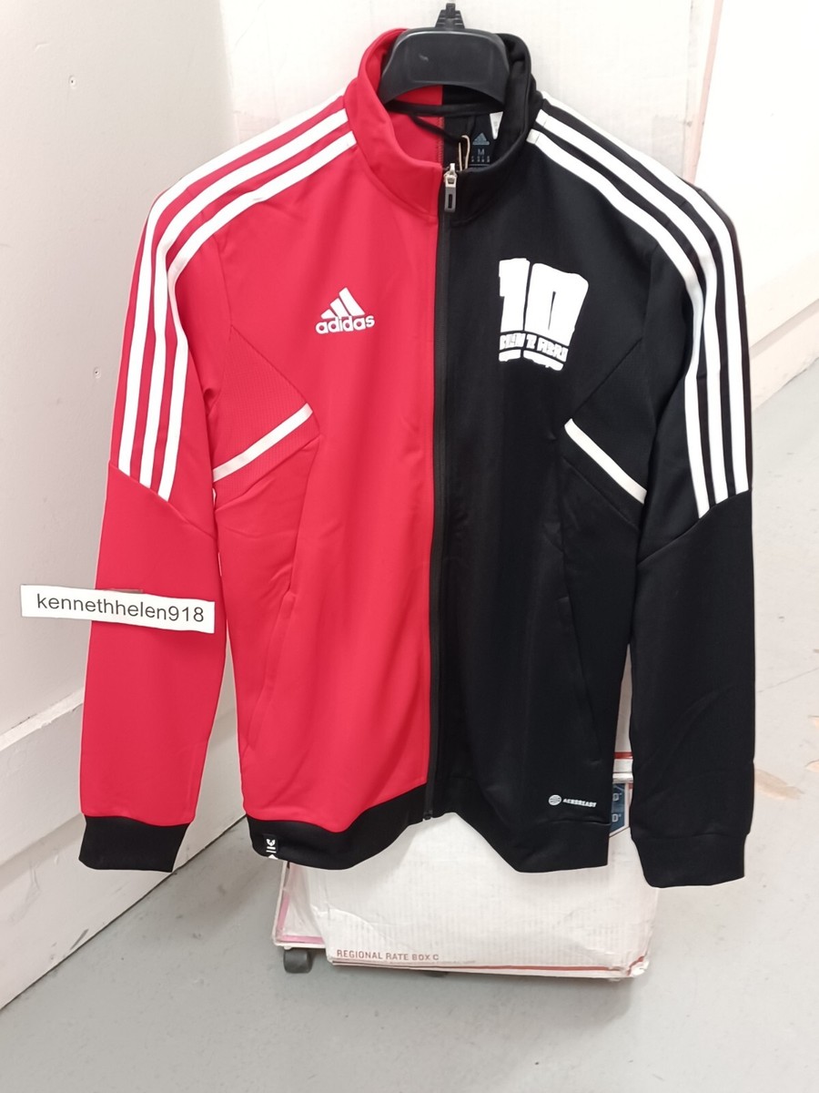 adidas ジップアップジャケット M レッド/ブラック AdidasTexasTechSidelineAthleti