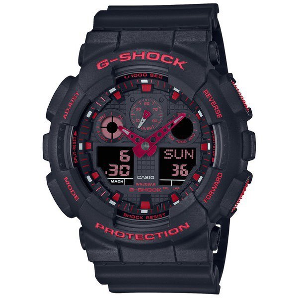 GA-100BNR-1AJF G-SHOCK black x red men's rubber band Wrist Watch