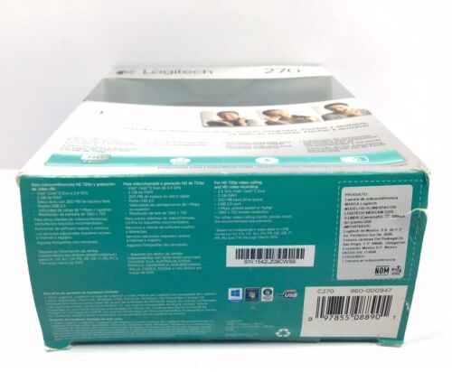 Logitech C270 720p HD Kamera internetowa Wbudowany mikrofon USB Kamera dla zespołów Zoom NOWA OPEN BOX - Zdjęcie 6 z 8