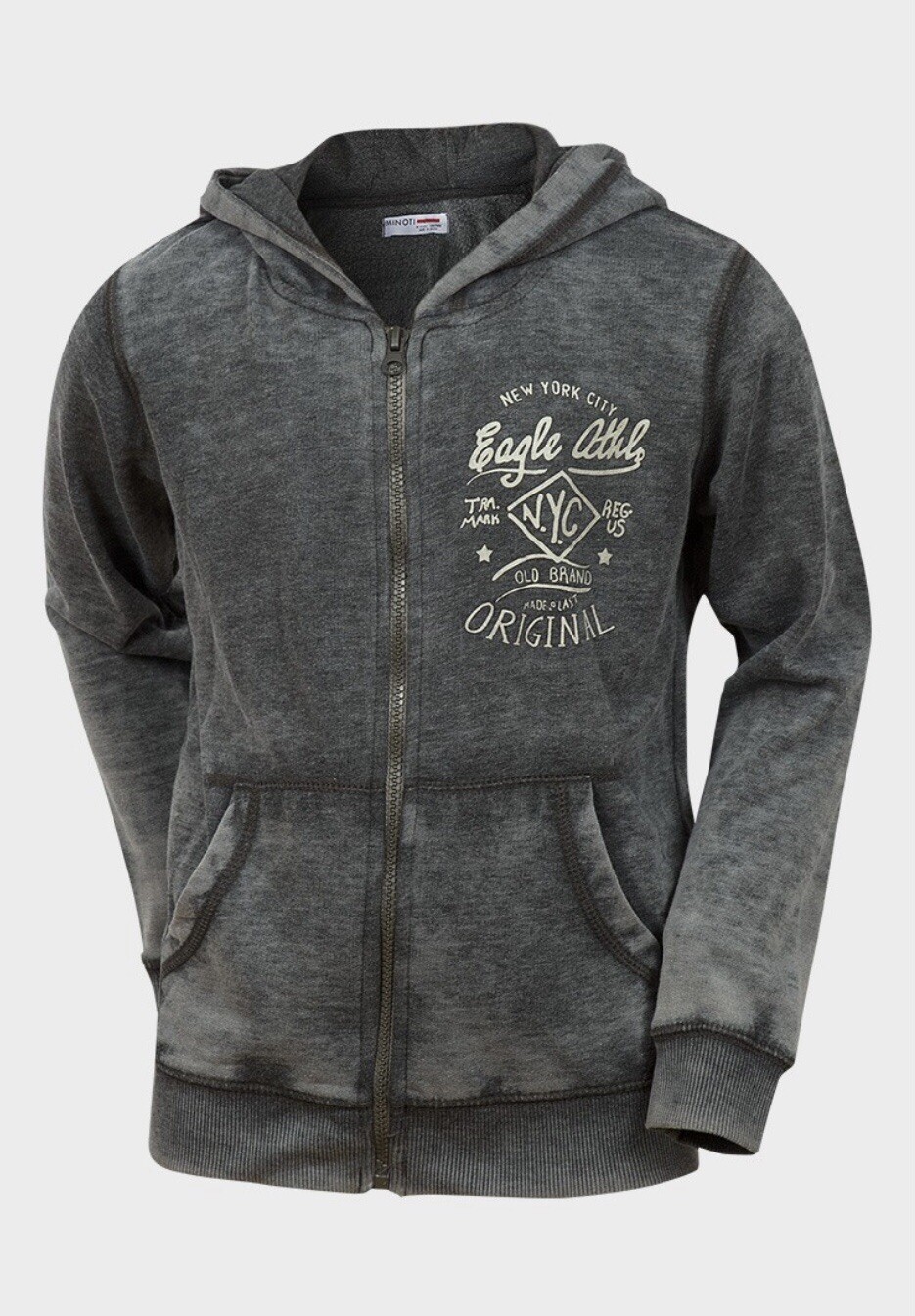 MINOTI DISTRESSED AND WASHED EFFECT HOODED FULL ZIP SWEATSHIRT image 6