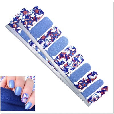 Jaysea Arts Nail Strips - Color Red White Blue Patriotic Street Polish Art, B4G1