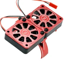 NEW Powerhobby 1/8 Aluminum Heatsink 40mm Dual High Speed Cooling Fans Red