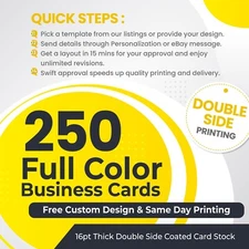 250 CUSTOM Business Card PRINTING 🚀 FREE DESIGN 🚀 Double Side THICK 16pt CARDS