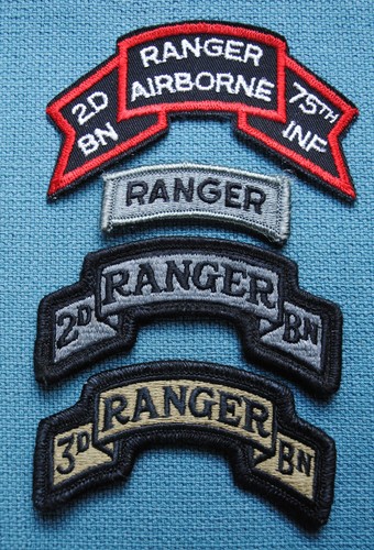 75th AIRBORNE RANGER RGT., 2d & 3d Bn., COLOR & SUBDUED, SCROLLS, LOT ...