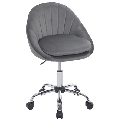 WOLTU Homeoffice Stuhl, Bürostuhl, Schminkstuhl, Samt, Dunkelgrau, BS167dgr