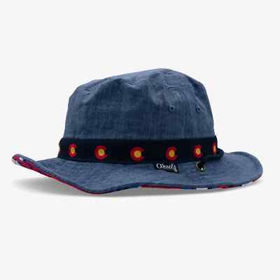 Brand New Aksels Colorado Reversible Bucket Hat 904-BKT-NVY Color Denim & Red