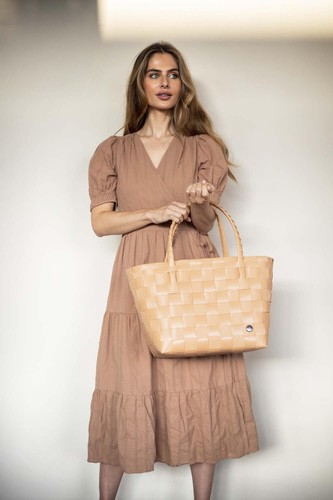 Handed By Shopper Paris Orange Melon Abricot Sac À Bandoulière Sac De Courses - Imagen 2 de 5