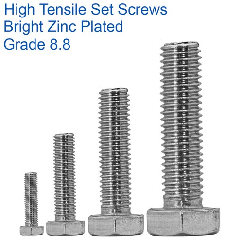 M16 x 120mm SET SCREWS HEXAGON HEX BOLT BRIGHT ZINC PLATED 8.8 DIN 933 ...