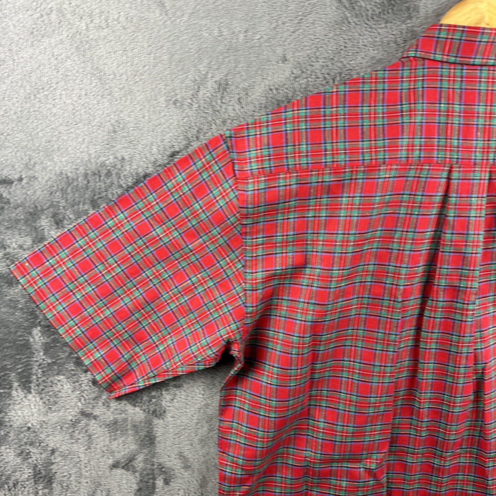 Viyella Mens Shirt 15.5 Red Tartan Plaid Short Sleeve Button Down