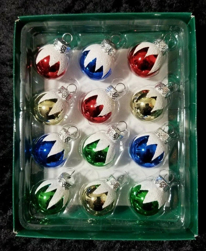  Mini adornos de vidrio Rd 25 mm con nieve, rayas o diseños de remolino dorado/12 piezas caja Foto 2 de 4