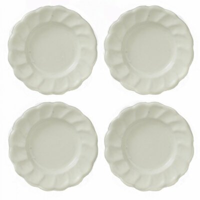  Miniature Dollhouse Set of 4 Off White Porcelain Fluted Edge Plates 1:12 Scale 