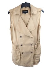 Banana Republic Drapey Vest Tan Sz Small Toggle Draw String Beige Pockets Safari