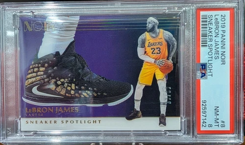 2019 Panini Noir LeBron James Sneaker Highlights (Lakers) /99 PSA 8