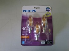 Philips Soft White 40W/4W Dimmable LED Classic Glass Candelabra Base 3 Pack
