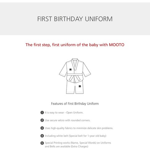 MOOTO First Birthday Uniform (Dol Dobok) with Taekwondo White Belt Party Gift - Picture 2 of 7