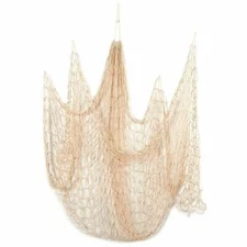 Fish Net Decorative Natural Color Nautical Coastal Luau 6 ft x 8 ft  Packaged.
