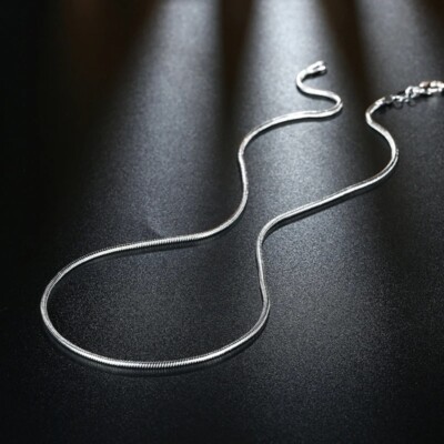 WOMEN & MEN 925 Stamped Sterling Silver 1mm SNAKE Chain Necklace