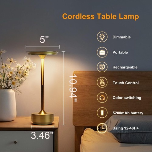 Cordless Table Lamp Rechargeable Set of 2, 5200mAh Battery Operated Table Lam... - 第 2/6 張圖片