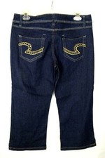 Out Jeans Women's Jeans Bling Cropped Embroidered Stretch Capri Size 8