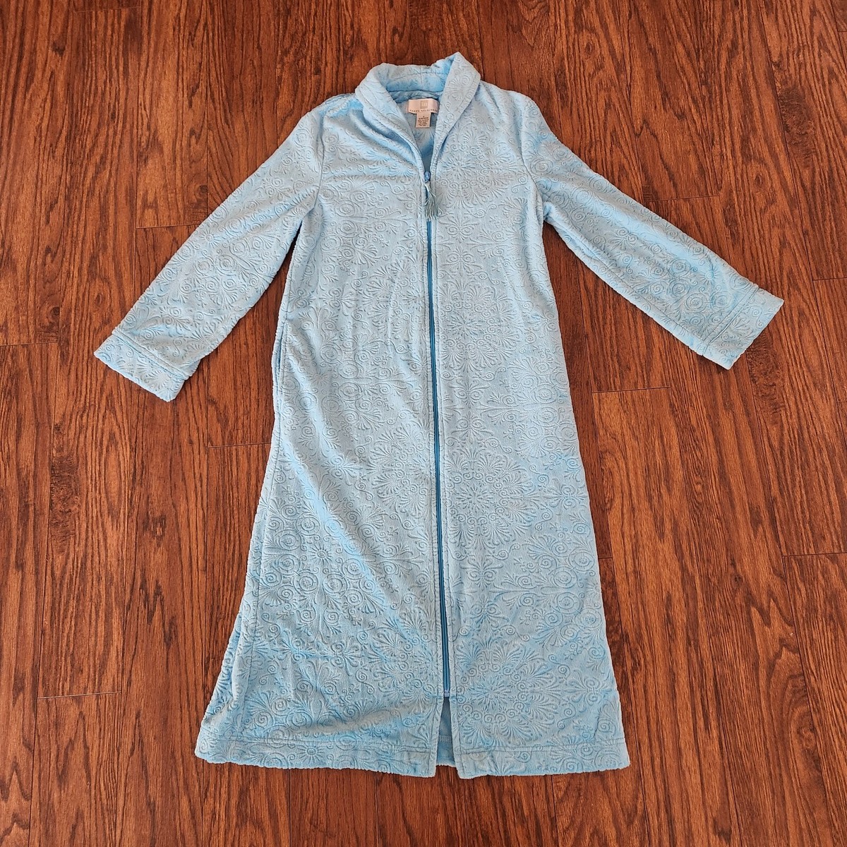 Karen Neuburger Blue Swirl Full Zip Robe House Coat Pockets