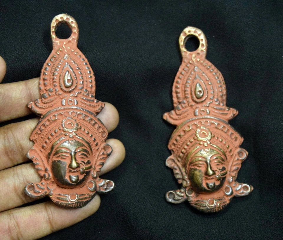 Brass Lady Face Twin Wall Hanging Hand Carved Decor Lady Women Girl Gift VR150 - Image 3 of 4