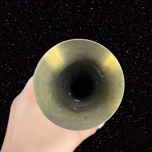 Vintage EB Delftware Holland Brass Blue Marbled Ceramic Vase Bottom Brass Top - 第 7/12 張圖片