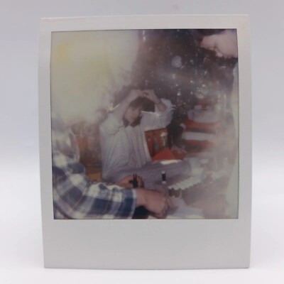 Vintage Polaroid Photo Surreal Christmas Odd Lighting Child Found Art Snapshot