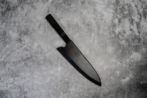 Noseto 110 Layers Damascus Japanese Knife Gyuto Hone and Ebony Wood Octagonal - Picture 7 of 16