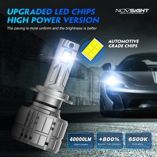 NOVSIGHT 9012 H11 H13 H4 H7 9006 9007 LED Headlight Bulbs High Low Beam 40000LM - Picture 7 of 19