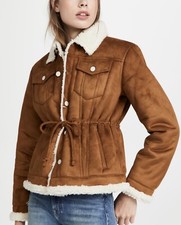 Mother Drawstring Drifter Jacket Faux Suede Size S Bnwt
